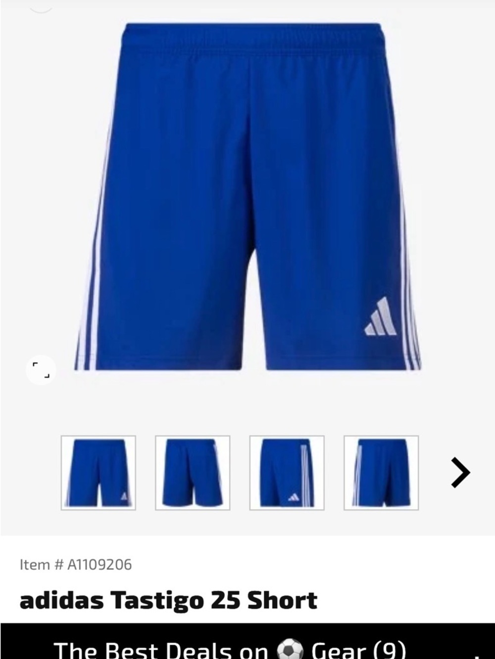 adidas Men's Tastigo 25 Shorts - Royal Blue with White Stripes